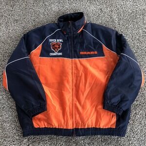 Chicago Bears NFL Jacket 1985 Super Bowl Champions Men Size 2XL Orange Embroider